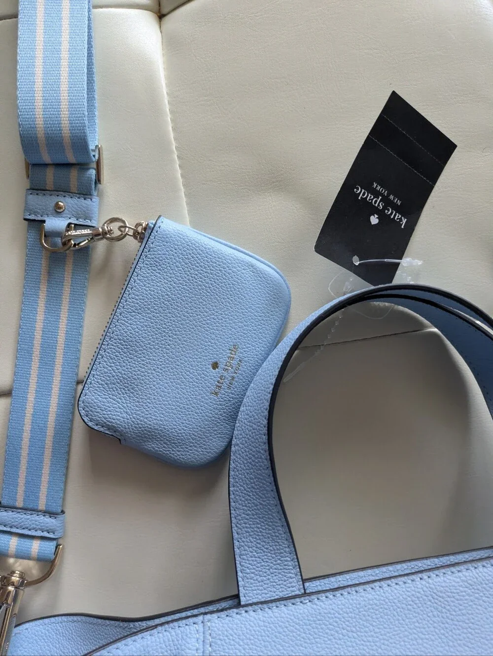 NWT Kate Spade Rosie Peppled Leather Satchel Celeste Blue